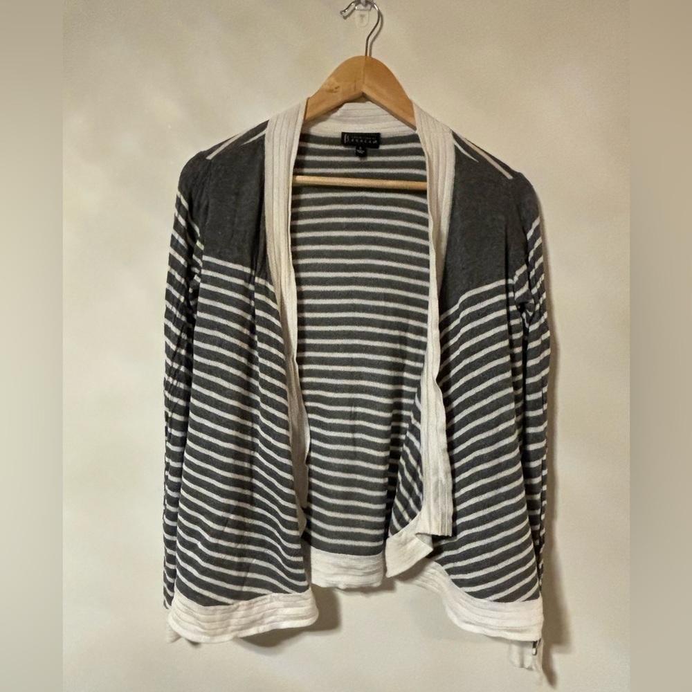 Bobeau- Grey/Cream Open Cardigan